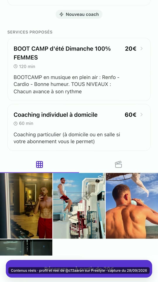 Le profil du coach avec ses services dans le film